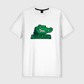 Мужская футболка хлопок Slim с принтом Аллигатор в Тюмени, 92% хлопок, 8% лайкра | приталенный силуэт, круглый вырез ворота, длина до линии бедра, короткий рукав | alligator | crocodile | reptile | аллигатор | крокодил | крокодильчик