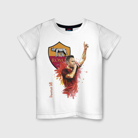Детская футболка хлопок с принтом Francesco Totti Roma в Тюмени, 100% хлопок | круглый вырез горловины, полуприлегающий силуэт, длина до линии бедер | football | legend | roma | totti | италия | легенда | тотти | футбол