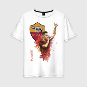 Женская футболка хлопок Oversize с принтом Francesco Totti Roma в Тюмени, 100% хлопок | свободный крой, круглый ворот, спущенный рукав, длина до линии бедер
 | football | legend | roma | totti | италия | легенда | тотти | футбол
