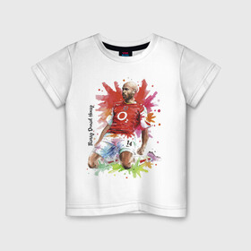 Детская футболка хлопок с принтом Thierry Daniel Henry в Тюмени, 100% хлопок | круглый вырез горловины, полуприлегающий силуэт, длина до линии бедер | england | football | forward | thierry daniel henry | англия | анри | форвард | футбол