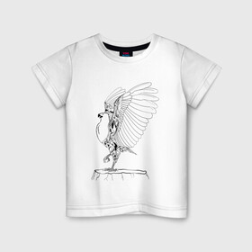Детская футболка хлопок с принтом Орел расправил крылья в Тюмени, 100% хлопок | круглый вырез горловины, полуприлегающий силуэт, длина до линии бедер | гордость | крылья | могущество | орел | птица | тату