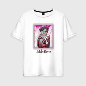 Женская футболка хлопок Oversize с принтом Сукунна в Тюмени, 100% хлопок | свободный крой, круглый ворот, спущенный рукав, длина до линии бедер
 | gojo | itadori | jujutsu | satoro | sukua | годжо | итадори | магическая битва | сукунна | юдзи
