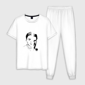 Мужская пижама хлопок с принтом Маяковский в Тюмени, 100% хлопок | брюки и футболка прямого кроя, без карманов, на брюках мягкая резинка на поясе и по низу штанин
 | звезды | любовь | маяковский | небо | поэзия | цитаты