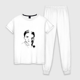 Женская пижама хлопок с принтом Маяковский в Тюмени, 100% хлопок | брюки и футболка прямого кроя, без карманов, на брюках мягкая резинка на поясе и по низу штанин | звезды | любовь | маяковский | небо | поэзия | цитаты