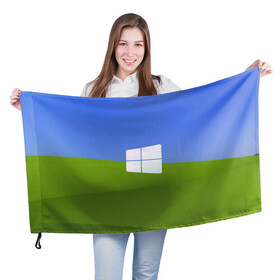 Флаг 3D с принтом W10 в Тюмени, 100% полиэстер | плотность ткани — 95 г/м2, размер — 67 х 109 см. Принт наносится с одной стороны | microsoft | windows | иллюстрация | логотип | окно