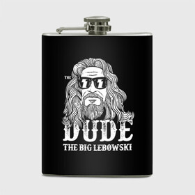 Фляга с принтом Dude the Big Lebowski в Тюмени, металлический корпус | емкость 0,22 л, размер 125 х 94 мм. Виниловая наклейка запечатывается полностью | Тематика изображения на принте: dude | jeff bridges | the big lebowski | блики | большой лебовский | джефф бриджес | молния | фильм | чувак