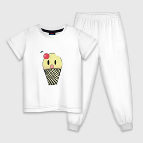 Детская пижама хлопок с принтом  Мороженое Ice-cream в Тюмени, 100% хлопок |  брюки и футболка прямого кроя, без карманов, на брюках мягкая резинка на поясе и по низу штанин
 | Тематика изображения на принте: вишня | мороженное | стаканчик | стоит | удивленное