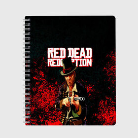 Тетрадь с принтом Red Dead Redemption Bandit в Тюмени, 100% бумага | 48 листов, плотность листов — 60 г/м2, плотность картонной обложки — 250 г/м2. Листы скреплены сбоку удобной пружинной спиралью. Уголки страниц и обложки скругленные. Цвет линий — светло-серый
 | game | red dead | red dead redemption 2 | redemption 2 | rockstar games | бандиты | дикий запад | игры | ковбои | оружие