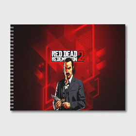 Альбом для рисования с принтом Rockstar Games в Тюмени, 100% бумага
 | матовая бумага, плотность 200 мг. | game | red dead | red dead redemption 2 | redemption 2 | rockstar games | бандиты | дикий запад | игры | ковбои | оружие