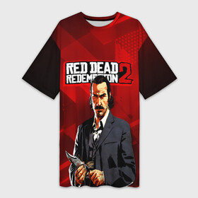 Платье-футболка 3D с принтом Rockstar Games в Тюмени,  |  | game | red dead | red dead redemption 2 | redemption 2 | rockstar games | бандиты | дикий запад | игры | ковбои | оружие