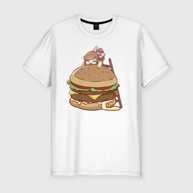 Мужская футболка хлопок Slim с принтом Anime Burger в Тюмени, 92% хлопок, 8% лайкра | приталенный силуэт, круглый вырез ворота, длина до линии бедра, короткий рукав | аниме | бургер | гамбургер | девушка | иллюстрация