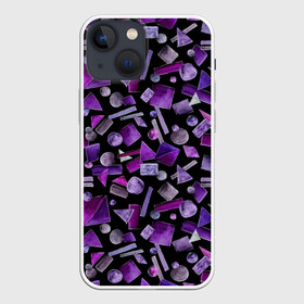 Чехол для iPhone 13 mini с принтом Геометрический фиолетовый в Тюмени,  |  | abstraction | black | dark | geometric | violet | абстракция | геометрический | геометрия | квадрат | круг | линии | темный | треугольник | фиолетовый | черный