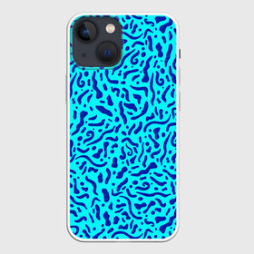 Чехол для iPhone 13 mini с принтом Неоновые синие узоры в Тюмени,  |  | abstract | blue | neon | sea | абстракционизм | абстракция | африканские | вода | волны | голубые узоры | камуфляж | лагуна | линии | мелкий узор | мемфис | море | морское | неоновый | орнамент | пятна | пятнистый