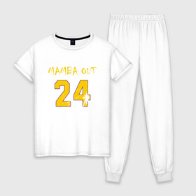 Женская пижама хлопок с принтом Mamba Out в Тюмени, 100% хлопок | брюки и футболка прямого кроя, без карманов, на брюках мягкая резинка на поясе и по низу штанин | basketball | bryant | game | james | kobe | lakers | lebron | los angeles | nba | sport | streetball | баскетбол | баскетболист | брайант | джеймс | игра | игрок | коби | леброн | лейкерс | лос анджелес | мяч | нба | спорт | стритбол