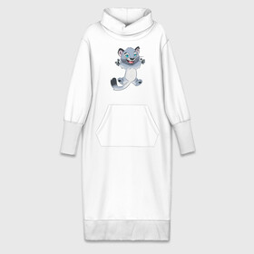 Платье удлиненное хлопок с принтом Снежный барс в Тюмени,  |  | кот | котёнок | радость | серый | снежный барс