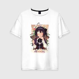 Женская футболка хлопок Oversize с принтом Rikka Takanashi в Тюмени, 100% хлопок | свободный крой, круглый ворот, спущенный рукав, длина до линии бедер
 | love | rikka | takanashi | чудачества любви не помеха