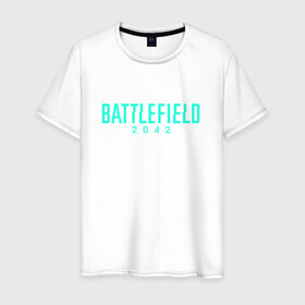 Мужская футболка хлопок с принтом Battlefield 2042 в Тюмени, 100% хлопок | прямой крой, круглый вырез горловины, длина до линии бедер, слегка спущенное плечо. | dice | ea games | батла | логотип | стрелялка | шутер