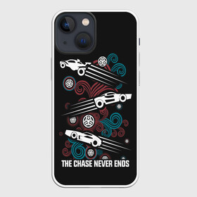 Чехол для iPhone 13 mini с принтом The chase never ends в Тюмени,  |  | game | games | race | гонка | гоночка | игра | игры | лига ракет | машинки | рокет лига | футбол