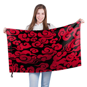 Флаг 3D с принтом Красное облако в Тюмени, 100% полиэстер | плотность ткани — 95 г/м2, размер — 67 х 109 см. Принт наносится с одной стороны | art | cloud | иллюстрация | облако | японский арт