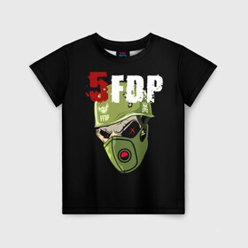 Детская футболка 3D с принтом FFDP (череп в каске и маске) в Тюмени, 100% гипоаллергенный полиэфир | прямой крой, круглый вырез горловины, длина до линии бедер, чуть спущенное плечо, ткань немного тянется | 5fdp | ffdp | five finger death punch | skull | маска | череп