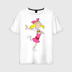 Женская футболка хлопок Oversize с принтом Хельга Патаки в Тюмени, 100% хлопок | свободный крой, круглый ворот, спущенный рукав, длина до линии бедер
 | cartoon | girl | helga | hey arnold | nickelodeon | девочка | мультик | никелодион | хельга | эй арнольд