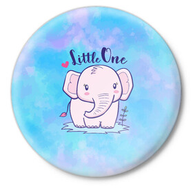 Значок с принтом Маленький слоненок в Тюмени,  металл | круглая форма, металлическая застежка в виде булавки | детеныш | милый | ребенок | слон | слоненок | слоник