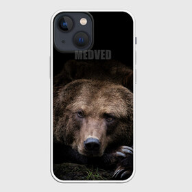 Чехол для iPhone 13 mini с принтом Русский MEDVED в Тюмени,  |  | животные | звери | медведь | природа | русский медведь | черный