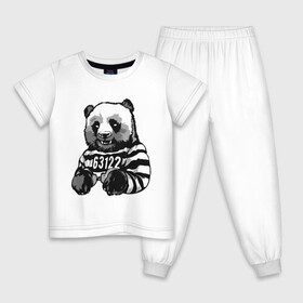 Детская пижама хлопок с принтом Панда вор в Тюмени, 100% хлопок |  брюки и футболка прямого кроя, без карманов, на брюках мягкая резинка на поясе и по низу штанин
 | bear | panda | вор | животные | звери | медведь | мишка | панда | панды | преступник | природа