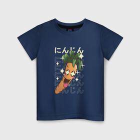Детская футболка хлопок с принтом Японская кавайная морковка в Тюмени, 100% хлопок | круглый вырез горловины, полуприлегающий силуэт, длина до линии бедер | anime | art | carrot | carrots | cute | fashion | japan | japanese | kanji | kawaii | manga | vegan | vegetables | алфавит | аниме | арт | в японском стиле | веган | кандзи | манга | милота | морковь | овощ | овощи | смех | японские буквы | япо