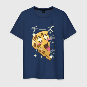 Мужская футболка хлопок с принтом Японский кавайный кусочек сыра в Тюмени, 100% хлопок | прямой крой, круглый вырез горловины, длина до линии бедер, слегка спущенное плечо. | anime | art | cheese | cut | cute | fashion | japan | japanese | kanji | kawaii | manga | piece | алфавит | аниме | арт | в японском стиле | кандзи | манга | милота | молочные продукты | смех | сыр | сыр с дырками | сырок | японские буквы | япо