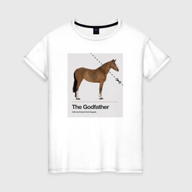 Женская футболка хлопок с принтом голова лошади Крестный отец в Тюмени, 100% хлопок | прямой крой, круглый вырез горловины, длина до линии бедер, слегка спущенное плечо | godfather | кино | крестный отец | фильм