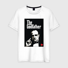 Мужская футболка хлопок с принтом Вито Корлеоне в Тюмени, 100% хлопок | прямой крой, круглый вырез горловины, длина до линии бедер, слегка спущенное плечо. | godfather | кино | крестный отец | фильм