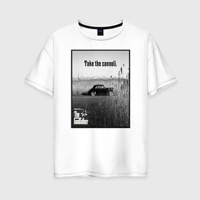 Женская футболка хлопок Oversize с принтом Дон Вито Корлеоне в Тюмени, 100% хлопок | свободный крой, круглый ворот, спущенный рукав, длина до линии бедер
 | godfather | кино | крестный отец | фильм