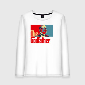 Женский лонгслив хлопок с принтом godfather logo в Тюмени, 100% хлопок |  | Тематика изображения на принте: godfather | кино | крестный отец | фильм