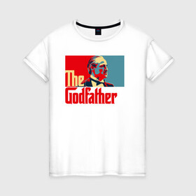 Женская футболка хлопок с принтом godfather logo в Тюмени, 100% хлопок | прямой крой, круглый вырез горловины, длина до линии бедер, слегка спущенное плечо | godfather | кино | крестный отец | фильм