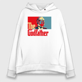 Женское худи Oversize хлопок с принтом godfather logo в Тюмени, френч-терри — 70% хлопок, 30% полиэстер. Мягкий теплый начес внутри —100% хлопок | боковые карманы, эластичные манжеты и нижняя кромка, капюшон на магнитной кнопке | godfather | кино | крестный отец | фильм