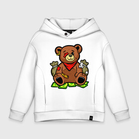 Детское худи Oversize хлопок с принтом Money Bear в Тюмени, френч-терри — 70% хлопок, 30% полиэстер. Мягкий теплый начес внутри —100% хлопок | боковые карманы, эластичные манжеты и нижняя кромка, капюшон на магнитной кнопке | богатый | гризли | деньги | иллюстрация | мишка