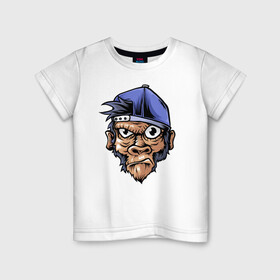 Детская футболка хлопок с принтом Mood Monkey в Тюмени, 100% хлопок | круглый вырез горловины, полуприлегающий силуэт, длина до линии бедер | mood | горилла | кепка | крутой | манки