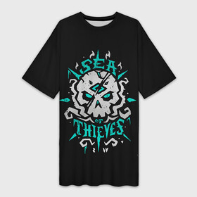 Платье-футболка 3D с принтом Пиратское море в Тюмени,  |  | Тематика изображения на принте: game | games | pirate | sea of thieves | sot | игра | игры | корабли | корабль | кракен | майкрософт | море | море воров | моря | пираты