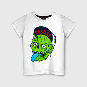 Детская футболка хлопок с принтом Zombie casual в Тюмени, 100% хлопок | круглый вырез горловины, полуприлегающий силуэт, длина до линии бедер | Тематика изображения на принте: bmx | зомби | скейтер | урбан