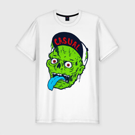 Мужская футболка хлопок Slim с принтом Zombie casual в Тюмени, 92% хлопок, 8% лайкра | приталенный силуэт, круглый вырез ворота, длина до линии бедра, короткий рукав | bmx | зомби | скейтер | урбан