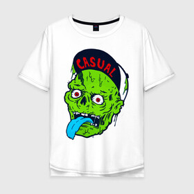 Мужская футболка хлопок Oversize с принтом Zombie casual в Тюмени, 100% хлопок | свободный крой, круглый ворот, “спинка” длиннее передней части | Тематика изображения на принте: bmx | зомби | скейтер | урбан
