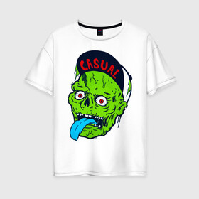 Женская футболка хлопок Oversize с принтом Zombie casual в Тюмени, 100% хлопок | свободный крой, круглый ворот, спущенный рукав, длина до линии бедер
 | bmx | зомби | скейтер | урбан