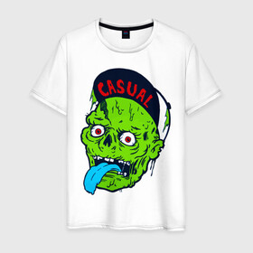 Мужская футболка хлопок с принтом Zombie casual в Тюмени, 100% хлопок | прямой крой, круглый вырез горловины, длина до линии бедер, слегка спущенное плечо. | bmx | зомби | скейтер | урбан