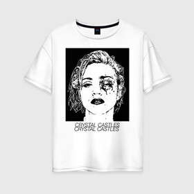 Женская футболка хлопок Oversize с принтом Crystal castles в Тюмени, 100% хлопок | свободный крой, круглый ворот, спущенный рукав, длина до линии бедер
 | witchhouse | вичхаус | группа музыкальная | хрустальные замки
