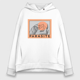 Женское худи Oversize хлопок с принтом Parasite в Тюмени, френч-терри — 70% хлопок, 30% полиэстер. Мягкий теплый начес внутри —100% хлопок | боковые карманы, эластичные манжеты и нижняя кромка, капюшон на магнитной кнопке | bong joon ho | korea | parasite | актер | драма | канны | кино | комедия | корея | оскар | паразиты | пон чжун хо | режиссер | семья | триллер