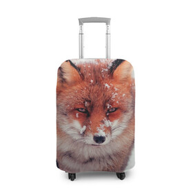 Чехол для чемодана 3D с принтом Лисица и снег в Тюмени, 86% полиэфир, 14% спандекс | двустороннее нанесение принта, прорези для ручек и колес | fox | foxy | животное | звери | лиса | лисенок | лисичка | милая | рыжая | фокс