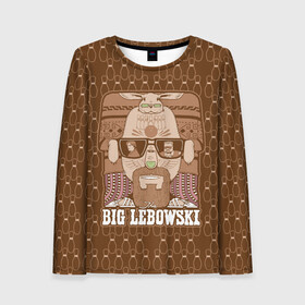 Женский лонгслив 3D с принтом The Big Lebowski в Тюмени, 100% полиэстер | длинные рукава, круглый вырез горловины, полуприлегающий силуэт | donny | dude | jeff bridges | the big lebowski | walter sobchak | большой лебовский | боулинг | вальтер собчак | джефф бриджес | донни | заяц | кегли | кролик | фильм | чувак