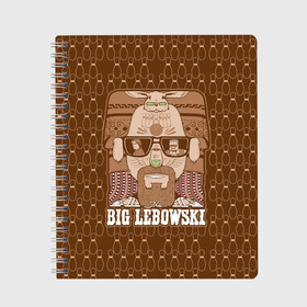 Тетрадь с принтом The Big Lebowski в Тюмени, 100% бумага | 48 листов, плотность листов — 60 г/м2, плотность картонной обложки — 250 г/м2. Листы скреплены сбоку удобной пружинной спиралью. Уголки страниц и обложки скругленные. Цвет линий — светло-серый
 | donny | dude | jeff bridges | the big lebowski | walter sobchak | большой лебовский | боулинг | вальтер собчак | джефф бриджес | донни | заяц | кегли | кролик | фильм | чувак