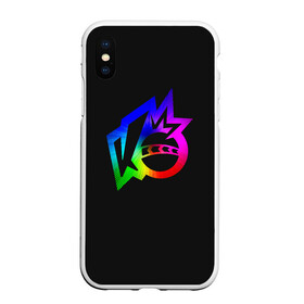 Чехол для iPhone XS Max матовый с принтом Knockout city. Rainbow logo в Тюмени, Силикон | Область печати: задняя сторона чехла, без боковых панелей | Тематика изображения на принте: a | arts | ball | box | city | dodgeball | e | electronic | game | gradient | knockout | logo | nintendo | playstation | rainbow | switch | technologies | x | а | артс | вышибалы | город | градиент | е | игра | лого | логотип | мяч | нокаут | 